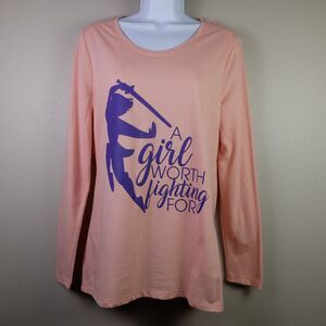 No Boundaries Peter Pan Pink Statement Long Sleeve Shirt Size XL